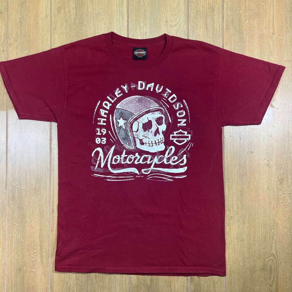 Harley Davidson Louisville Kentucky Skull Graphic Tee Maroon Mens Medium